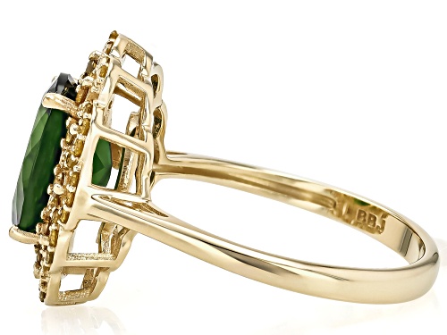 2.30ct Chrome Diopside With 0.41ctw Yellow Diamond 10k Yellow Gold Ring - Size 6