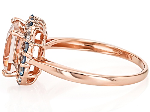 2.17ct Cor De Rosa™ Morganite, 0.34ctw Santa Maria Aquamarine 0.04ctw Diamond 10k Rose Gold Ring - Size 5