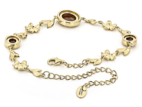 Cameo Italiano 10mm Flower Bouquet Cameo, 0.07ctw Bella Luce® 18k Gold Over Sterling Silver Bracelet - Size 6.75