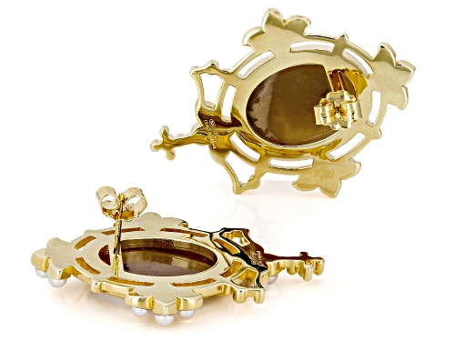 Cameo Italiano 20x16mm Portrait Cameo, 3mm Cultured Freshwater Pearl 18k Gold Over Silver Earrings
