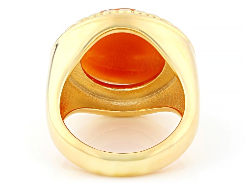 Cameoso™ 18k Yellow Gold Over Bronze 15mm Cameo Ring with Rope Frame - Size 10
