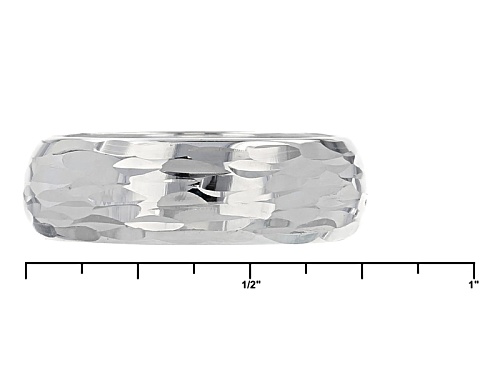 10k White Gold Diamond-Cut Band Ring - Size 8