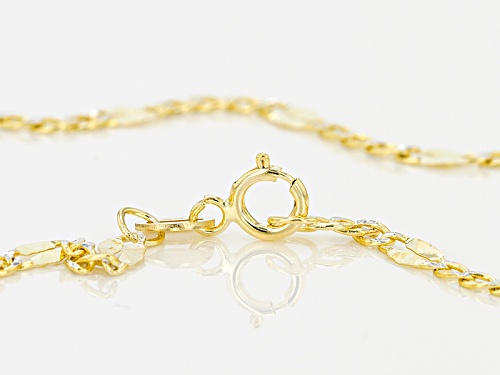10k Yellow Gold And Rhodium Over 10k Yellow Gold Designer Curb Link 18 Inch Necklace - Size 18