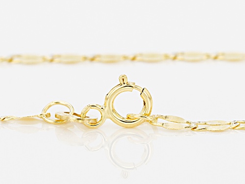 10k Yellow Gold And Rhodium Over 10k Yellow Gold 2mm Flat Cable Link 24 Inch Necklace - Size 24