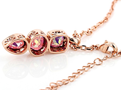 Timna Jewelry Collection™ 5.16ctw Mixed Savage Fire™ Quartz, Copper 3-Stone Pendant With Chain