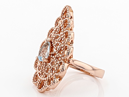 Timna Jewelry Collection™ 1.10ct Pear Shape Glacier   Topaz(TM) Solitaire, Copper Filigree Ring - Size 6