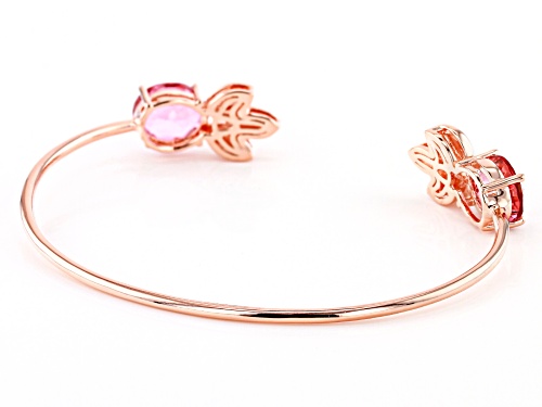 Timna Jewelry Collection™ 7.53ctw Oval Coral Color Topaz, Leaf Design Copper Cuff Bracelet - Size 8