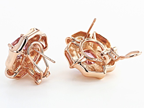 Timna Jewelry Collection™ 4.76ctw Cushion Coral Color Topaz Solitaire, Copper Flower Earrings