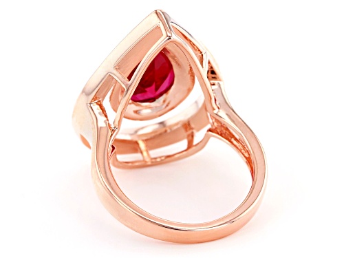 Timna Jewelry Collection™ 3.78ct Pear Shape Lab Created Ruby Solitaire, Copper Ring - Size 8