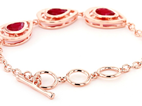 Timna Jewelry Collection™ 5.23ctw Pear Shape Lab Created Ruby, Copper 3-Stone Bracelet - Size 7.5