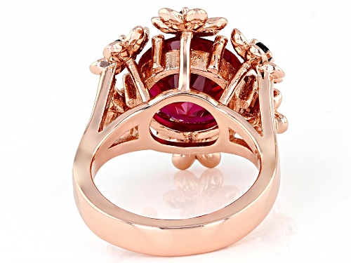 Timna Jewelry Collection™ Red Lab Created Ruby With Black Spinel Copper Flower Ring - Size 7