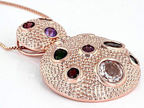 Timna Jewelry Collection™ Mix Shape Multi- Gemstone Textured Copper Door Knocker Pendant w/  Chain