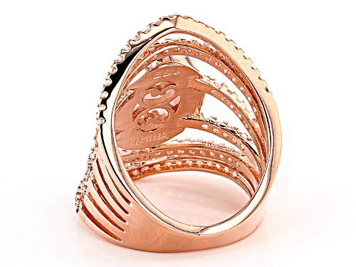 Timna Jewelry Collection™ 12x8mm Rose Quartz, 1.15ctw White Topaz Open Design Copper Ring - Size 8