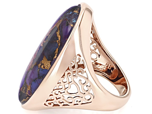 Timna Jewelry Collection™ 30x18mm Oval Purple Turquoise Copper Ring - Size 7