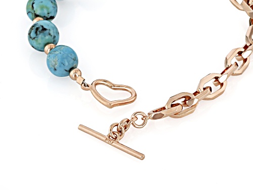 Timna Jewelry Collection™ 8mm Blue Turquoise Copper Beaded Bracelet - Size 7.5