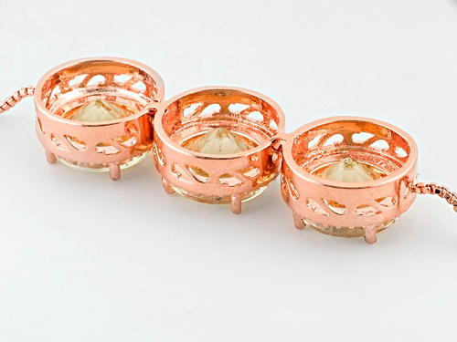 Timna Jewelry Collection™ 14.22ct Round Yellow Labradorite 3-Stone Copper Bolo Bracelet