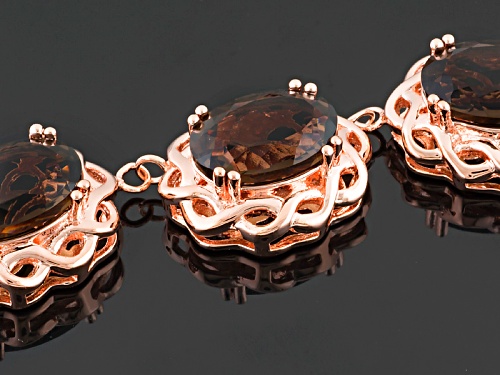 Timna Jewelry Collection™ 16.80ctw Oval Smoky Quartz Copper 3-Stone Necklace - Size 18