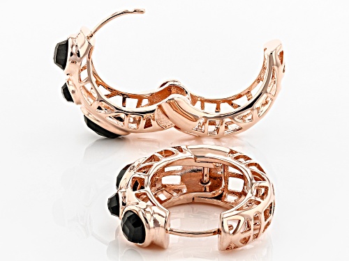 Timna Jewelry Collection™ 4.11ctw Oval and Round Black Spinel 3-Stone Copper Hoop Earrings