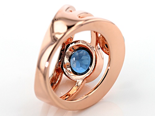 Timna Jewelry Collection™ 1.86ct London Blue Topaz & 5mm Round Turquoise Copper 2-Stone Band Ring - Size 7