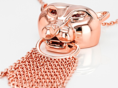 Timna Jewelry Collection™ .21ctw Round Vermelho Garnet(TM)  Copper Jaguar Tassel Necklace - Size 20