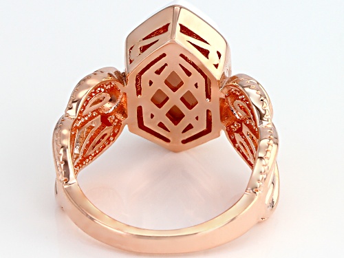 Timna Jewelry Collection™ 14x7mm Hexagonal Cabochon White Onyx Solitaire Copper Ring - Size 8
