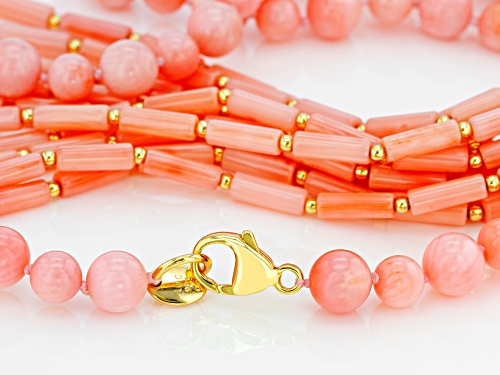 Pacific Style™ 3-9mm Pink Coral With Bella Luce® 18k Yellow Gold Over Silver Tassel Necklace - Size 36