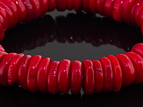 Pacific Style™ 10-12mm Free Form Red Coral Stretch Bracelet - Size 8