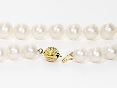 8.5-9.5mm White Cultured Freshwater Pearl 14k Yellow Gold 32 Inch Strand Necklace - Size 32