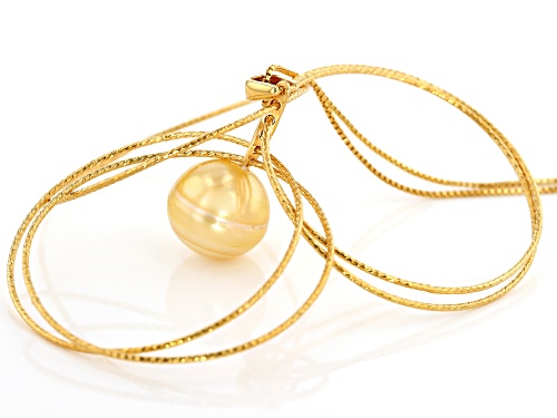 12-13mm Golden Cultured South Sea Pearl, 18k Yellow Gold Over Sterling Silver Pendant With Chain
