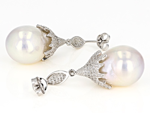 Genusis™ 16mm Cultured Freshwater Pearl & Bella Luce® Rhodium Over Silver Earrings