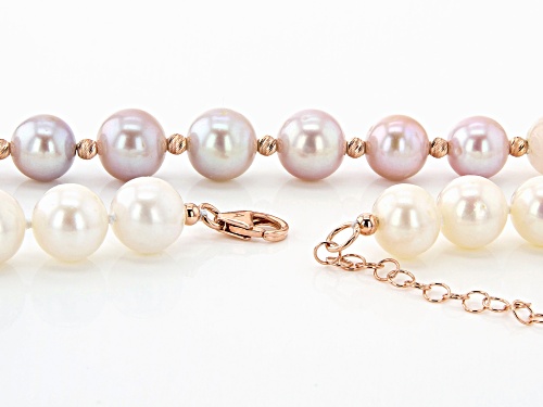 9.5-10.5mm White Cultured Freshwater Pearl & Morganite 18k Rose Gold Over Silver 18 Inch Necklace - Size 18