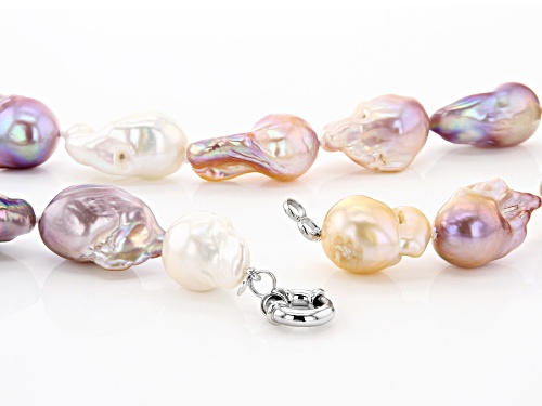 Genusis™ 14-17mm Multi-color Cultured Freshwater Pearl Rhodium Over Silver Necklace - Size 18