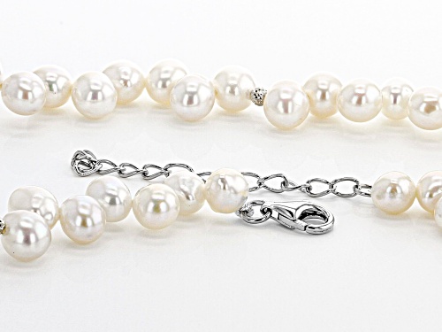 Genusis5 5 7 5mm White Cultured Freshwater Pearl Rhodium Over Sterling