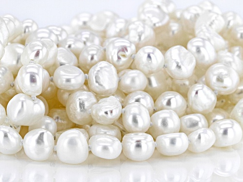 7-8mm White Cultured Freshwater Pearl 63 Inch Endless Strand - Size 63
