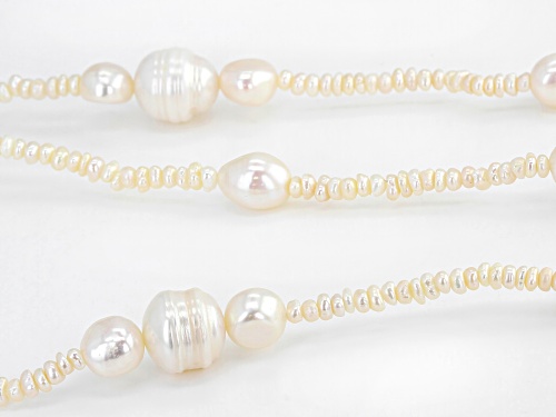 3-11mm White Cultured Freshwater Pearl 60 Inch Endless Strand Necklace - Size 60