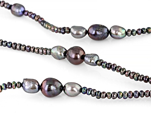 3-11mm Black Cultured Freshwater Pearl 60 Inch Endless Strand Necklace - Size 60