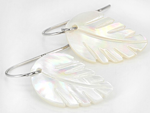 13mm White Mother of Pearl Rhodium Over Sterling Silver Earrings