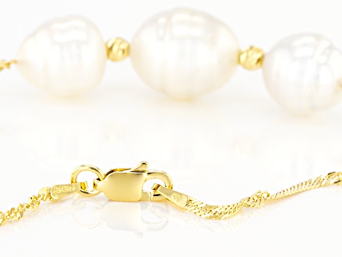 8-10mm White Cultured South Sea Pearl 18k Yellow Gold Over Sterling Silver 18 Inch Necklace - Size 18
