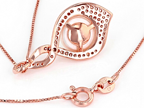 9-10mm White Cultured Freshwater Pearl & Bella Luce® 18k Rose Gold Over Sterling Silver Pendant