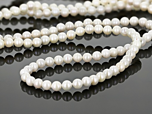 5-5.5mm White Cultured Japanese Akoya Pearl 60 inch Endless Strand Necklace - Size 60