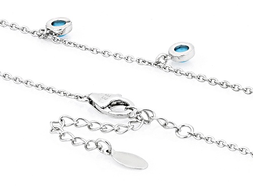 4mm Round Cabochon Sleeping Beauty Turquoise Rhodium Over Sterling Silver Necklace - Size 18