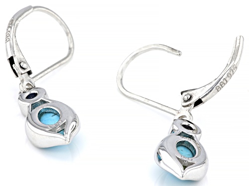 7x5mm Oval Composite Arizona Turquoise with 0.22ctw Nepalese Kyanite Rhodium Over Silver Earrings
