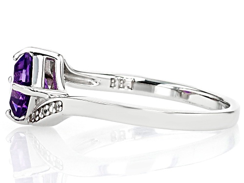0.92ct African Amethyst With 0.05ctw White Zircon Rhodium Over Sterling Silver Bypass Ring - Size 10