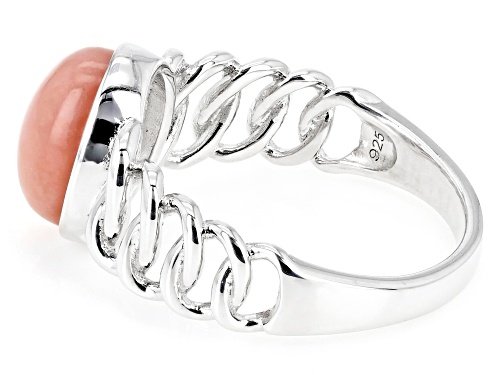 10x8mm Oval Cabochon Pink Opal Rhodium Over Sterling Silver Solitaire Ring - Size 7