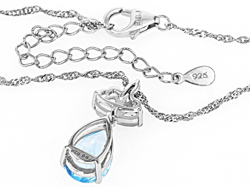 3.18ct Glacier Topaz™ With Rainbow Moonstone Rhodium Over Sterling Silver Pendant With Chain
