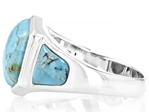 12x10mm Hexagon and Free-form Composite Turquoise Sterling Silver Ring - Size 8