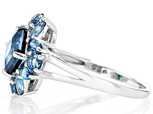 2.79ctw Mixed Shapes London Blue Topaz Rhodium Over Sterling Silver Ring - Size 6