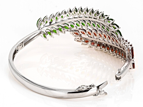 7.50ctw Chrome Diopside, 8.70ctw Vermehlo Garnet™ With .82ctw Zircon Rhodium Over Silver Bracelet - Size 8