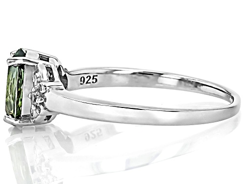 1.96ct Oval Green Labradorite With 0.04ctw White Zircon Rhodium Over Sterling Silver Ring - Size 7