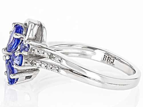 1.24ctw Mixed Shapes Tanzanite With 0.02ctw White Diamond Accent Rhodium Over Silver Ring - Size 6